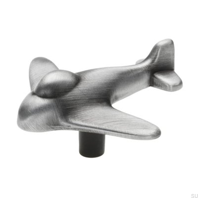 Möbelknopp Plane 1882 Antik Silver Borstad