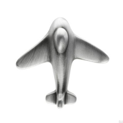 Möbelknopp Plane 1882 Antik Silver Borstad