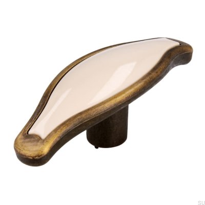 Möbelknopp 1889 Antik brons med beige