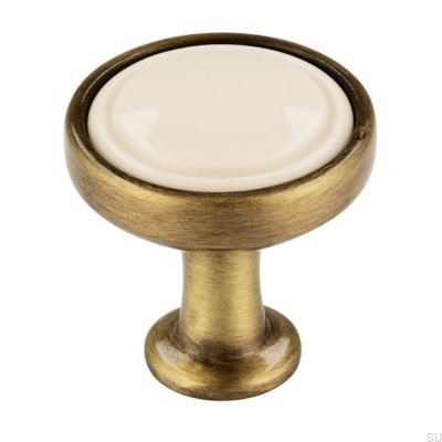 Möbelknopp 1971 23 Antik brons med beige