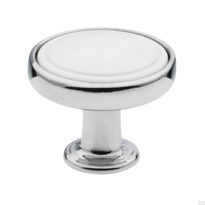 Möbelknopp 1971 30 Silver Polerad med Vit