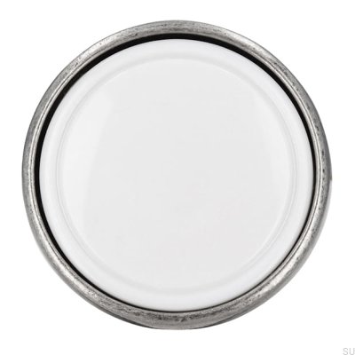 Möbelknopp 1971 30 Antik Silver med Vit