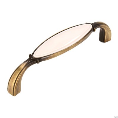 Avlångt möbelhandtag 1973 96 Antik Brons med Beige