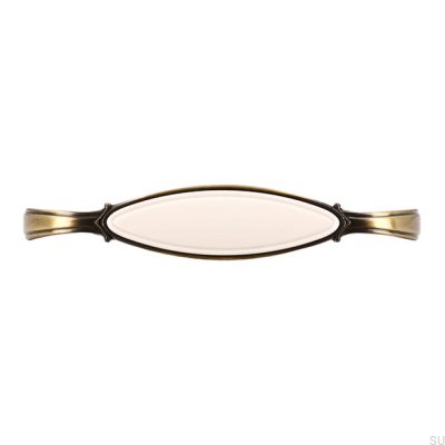 Avlångt möbelhandtag 1973 96 Antik Brons med Beige