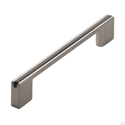 Avlångt möbelhandtag 2170 128/160 Silver Borstad med Svart