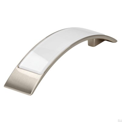 Avlångt möbelhandtag 2184 96 Silver Borstad med Vit