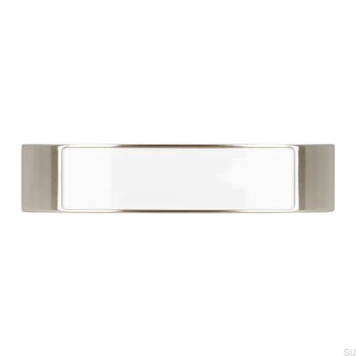 Avlångt möbelhandtag 2184 96 Silver Borstad med Vit