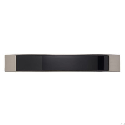 Avlångt möbelhandtag 2184 160 Silver Borstad med Svart