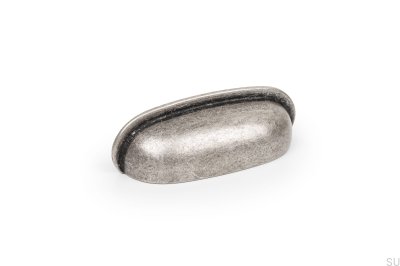 Aura 64 skal möbelhandtag Antik silver