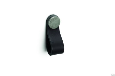 Möbelhandtag Flexa 70 Svart Läder med plåt