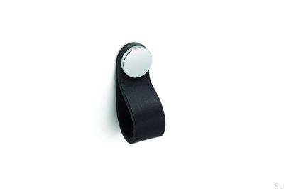 Möbelhandtag Flexa 70, svart läder med silver