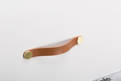Möbelhandtag Flexa 160 Läder Beige med Guld