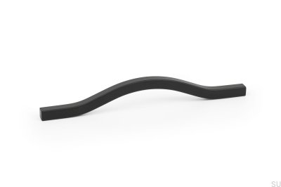 Modigt möbelhandtag i 128 längd, svart aluminium