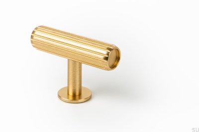 T-Bar Rille möbelknopp i borstat guld
