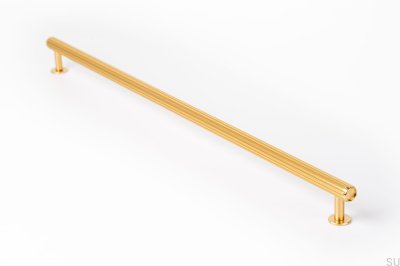 Avlångt möbelhandtag Rille 480 Guld Borstad