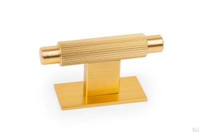 Möbelknopp med T-Bar Arpa Plate, Aluminium, Guld, Borstad