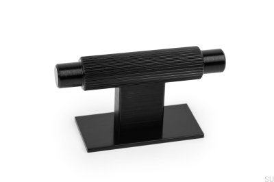 Möbelknopp med T-Bar Arpa-platta Aluminium Svart Borstad