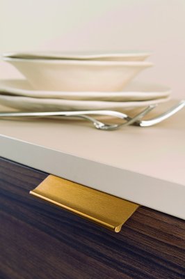 Kant möbelhandtag Wing 256 Aluminium Guld Borstad Cava
