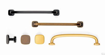 Avlångt möbelhandtag Quart Mini 128 Rustic Gold