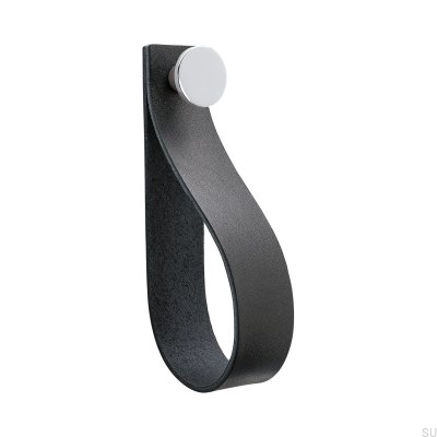 Vägghängare Loop Strap svart läder med krom