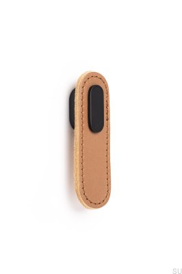 Möbelknopp Avlångt Beige Läder med Svart