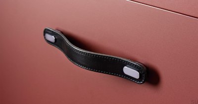 Avlångt möbelhandtag Avlångt 160 Läder Svart med Svart