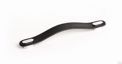 Avlångt möbelhandtag Avlångt 160 Lädersvart med polerad krom