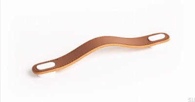 Avlångt möbelhandtag Avlångt Beige Läder med Vitt