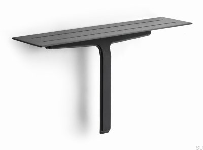 Badrumshylla med skrapa för glas och duschkabiner 7014 Svart PVD-beläggning