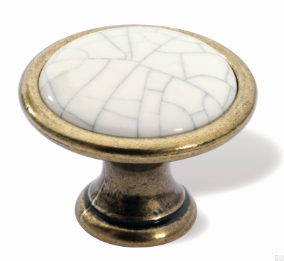 Möbelknopp 1700 antikguld med porslin