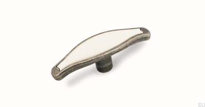 Möbelknopp 1889 Antik Silver med Vit