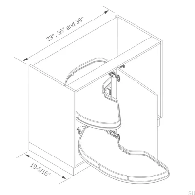 Hörnsten Maxx hörnkarusell 1000 mm Vänster Vit/Krom