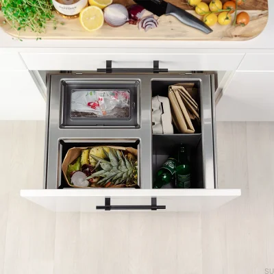 System av avfallssorteringsbehållare Hide 600 Eco Silver