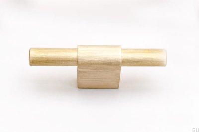 Möbelhandtag T-Bar Line 12 Guld Mässing Borstad Omålad