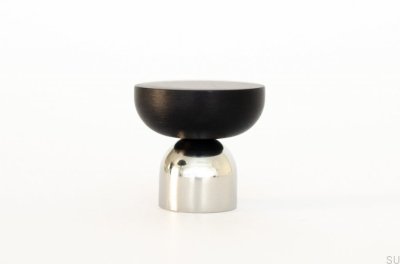 Kokeshi Mix 3032 möbelknopp, polerat stål med svart aluminium