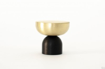 Kokeshi Mix 3032 Möbelknopp Aluminium Svart med Borstad Mässing