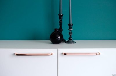 Smalt möbelhandtag Slim 224 Polerad Koppar Omålad