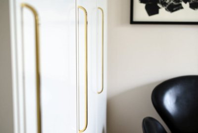 Avlångt möbelhandtag Slim 224 Guld, Polerad Mässing, Omålad