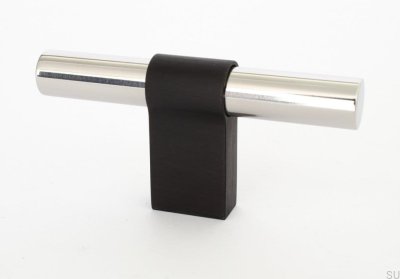 T-Bar Line Big Mix 12 möbelknopp, polerat stål med svart aluminium