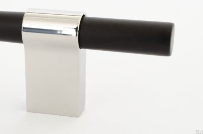Line Big Mix 224 avlångt möbelhandtag, svart aluminium med polerat stål