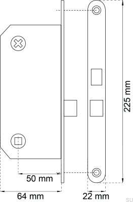 Låshus med regel 69192 Mattkrom Skandinavisk Standard