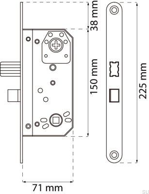 Låshus 68765 Zink Skandinavisk Standard