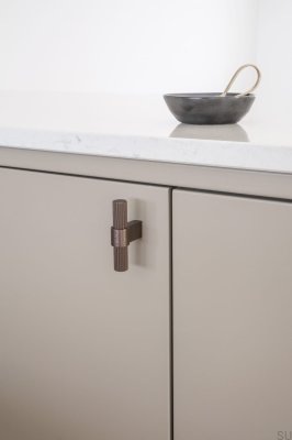 T-Bar Helix Stripe möbelknopp Aluminium Mörkbrun