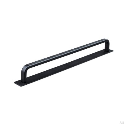 Avlångt möbelhandtag med bricka Gardone 224, Mattsvart metall