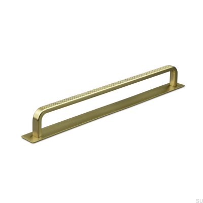 Avlångt möbelhandtag med bricka Gardone 224 Brushed Gold
