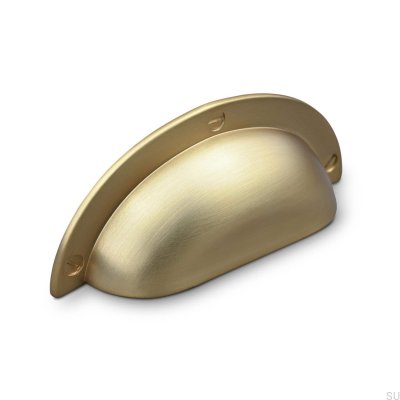 Conti 64 guld borstad skal möbelhandtag