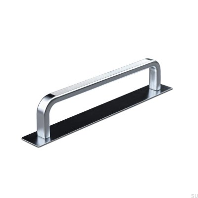 Avlångt möbelhandtag med Gardone Stripe 128 silver pad