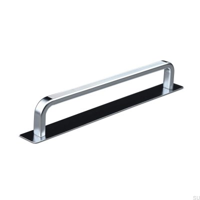 Avlångt möbelhandtag med Gardone Stripe 160 silver pad