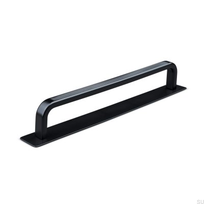 Avlångt möbelhandtag med bricka Gardone 160 Stripe Metal Matt Black