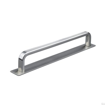 Gardone 160 Stripe Borstad Silver längsgående möbelhandtag med bricka